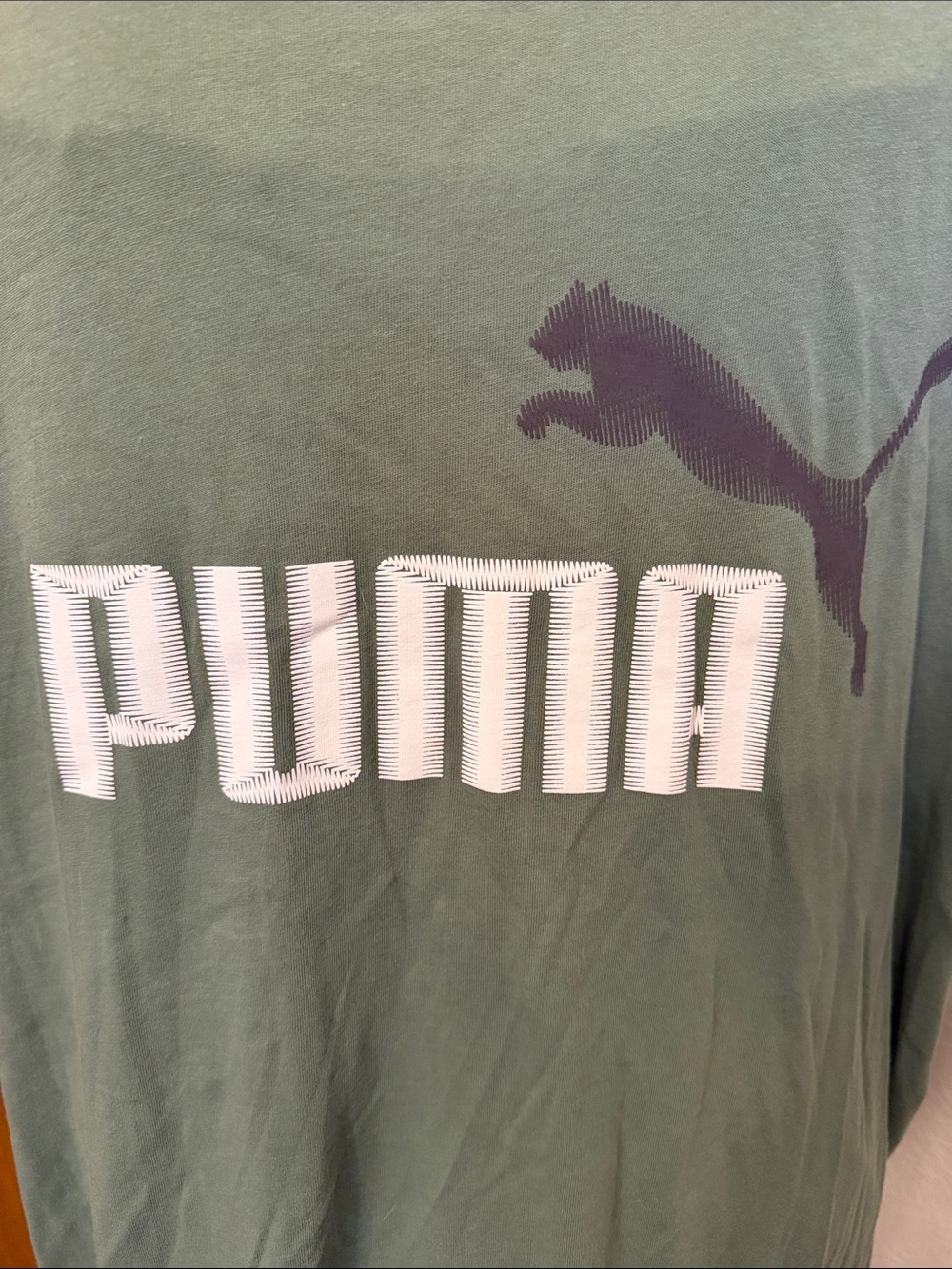 🐅🐅🐅3 for 12$🐅🐅🐅Puma Olive Green Tee with White Text and Dark Purple Logo